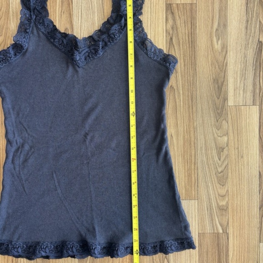 Lace Trim Ribbed Cami Tank Navy Blue Size Large Layering Coquette Y2K 90's Fairy - Picture 8 of 9